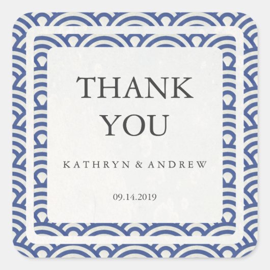 Japans Seigaiha Weddenschap Hartelijk dank/Aangepa Vierkante Sticker (Voorkant)