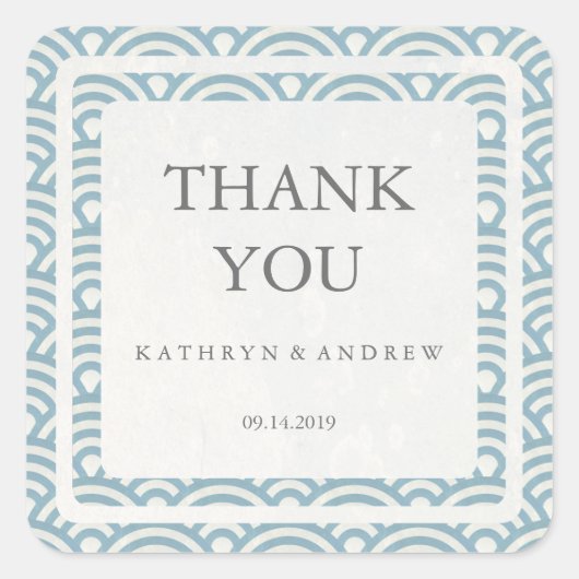 Japans Seigaiha Weddenschap Hartelijk dank/Aangepa Vierkante Sticker (Voorkant)