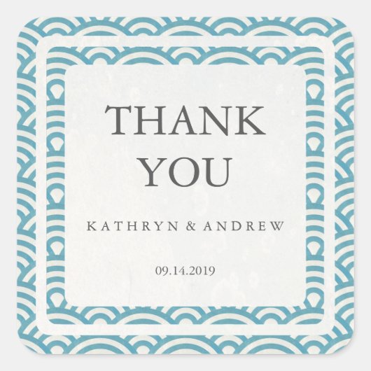 Japans Seigaiha Weddenschap Hartelijk dank/Aangepa Vierkante Sticker (Voorkant)