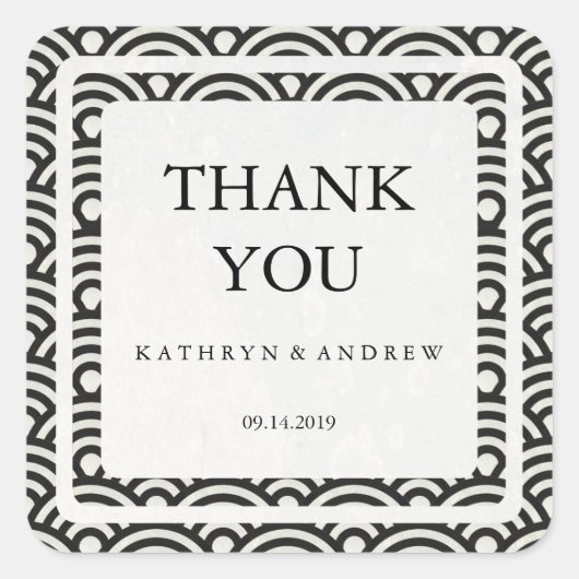 Japans Seigaiha Weddenschap Hartelijk dank/Aangepa Vierkante Sticker (Voorkant)