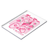 Japans Shirt van de aardbeienmakreel Kawaii Notitieboek (Linkerzijde)