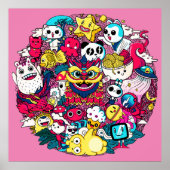 Japans Sierkussen voor doodle Poster (Voorkant)