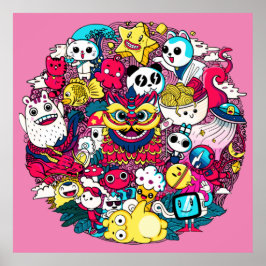 Japans Sierkussen voor doodle Poster