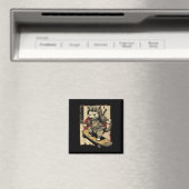 Japans Skateboard Samurai Cat Tattoo Kawaii Ninj Magneet (Insitu (Vaatwasser))