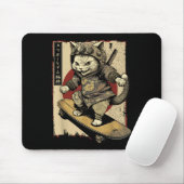 Japans Skateboard Samurai Cat Tattoo Kawaii Ninj Muismat (Met muis)