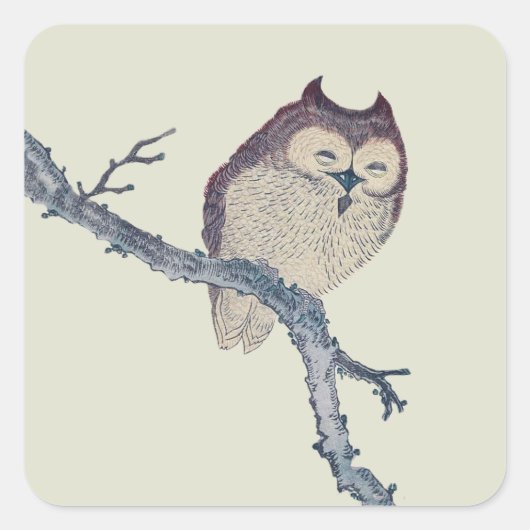 Japans slaapzooltje vierkante sticker (Voorkant)