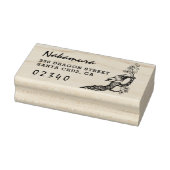 Japans Sparrow & Cherry Blossom Retouradres Rubberstempel (Stempel)