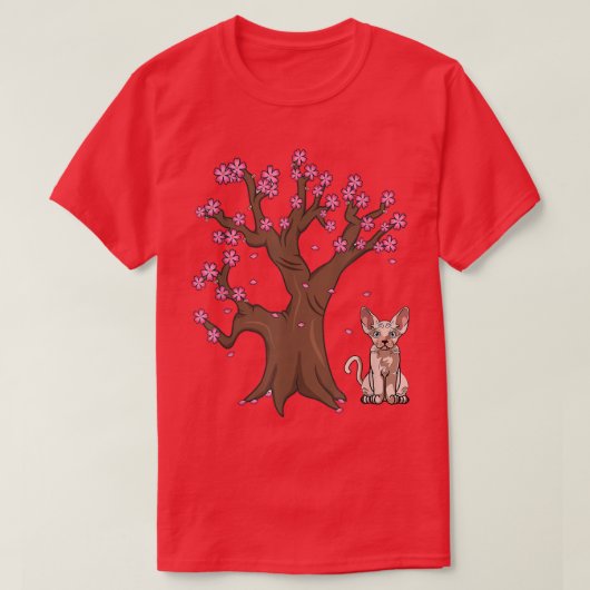 Japans Sphynx Cat Cat Mam Cherry Blossom T-shirt (Design voorkant)