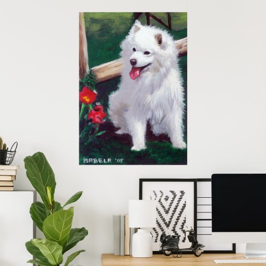 Japans spitz Dog-portret Poster (Thuiskantoor)