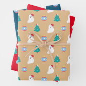 Japans Spitz Dog's Schattige Kerstmis Inpakpapier Vel (In situ)