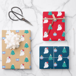 Japans Spitz Dog's Schattige Kerstmis Inpakpapier Vel