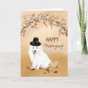 Japans Spitz Funny Pilgrim Pet Thanksgiving Kaart