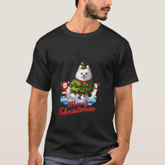 Japans Spitz Merry Kerstboom Lichten Hond X M T-shirt
