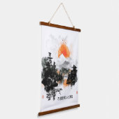 Japans spreekwoord kloppen op een stenen brug hangend wandkleed (Gebogen)