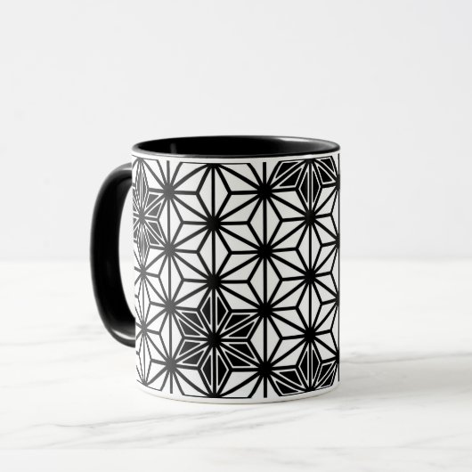 Japans Star-patroon - wit en zwart Mok (Voorkant links)