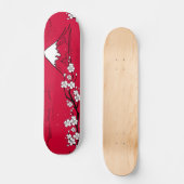 Japans stijl berglandschap en bloemen persoonlijk skateboard (Voorkant)