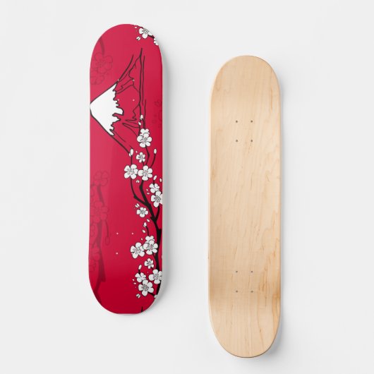Japans stijl berglandschap en bloemen persoonlijk skateboard (Voorkant)