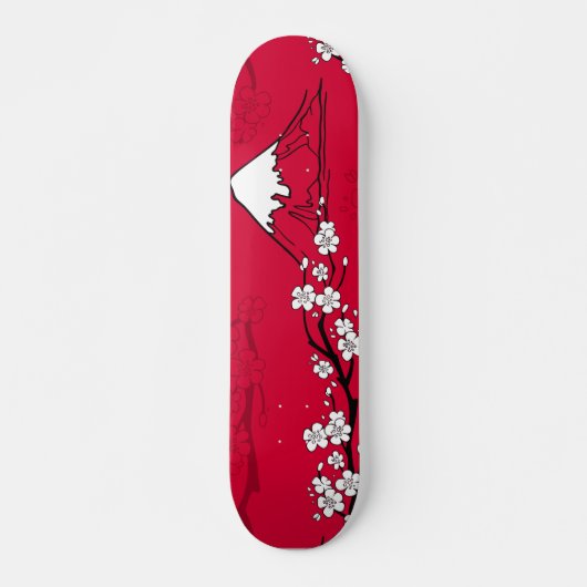Japans stijl berglandschap en bloemen persoonlijk skateboard (Voorkant)