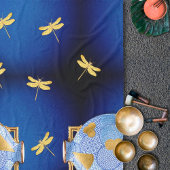 Japans-stijl blauw en goud fleece deken