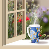 Japans-stijl blauw en goud latte mok