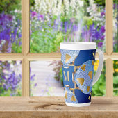 Japans-stijl blauw en goud latte mok