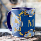 Japans-stijl blauw en goud mok