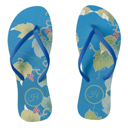 Japans Stijl Natuur Botanische Planten Monogram Teenslippers (Voetbed)