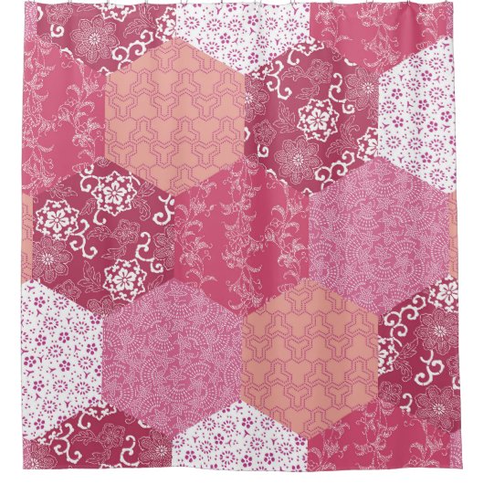 Japans Stijl Patchwork Patroon Ontwerp Douchegordijn (Voorkant)