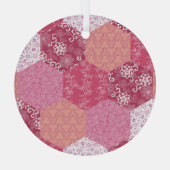 Japans Stijl Patchwork Patroon Ontwerp Glas Ornament (Achterkant)