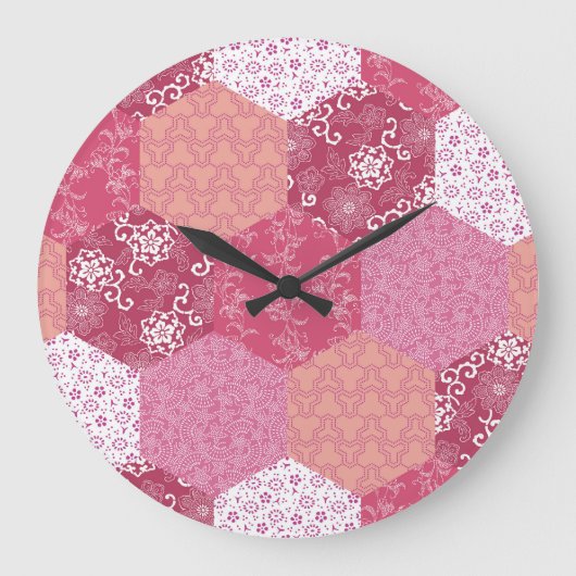 Japans Stijl Patchwork Patroon Ontwerp Grote Klok (Voorkant)