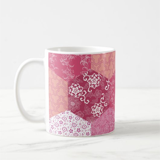 Japans Stijl Patchwork Patroon Ontwerp Koffiemok (Links)