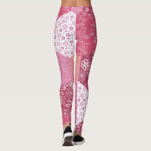 Japans Stijl Patchwork Patroon Ontwerp Leggings (Achterkant)