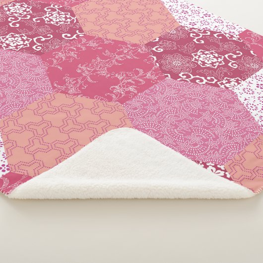 Japans Stijl Patchwork Patroon Ontwerp Sherpa Deken (3/4)