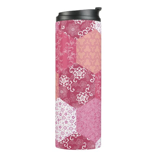 Japans Stijl Patchwork Patroon Ontwerp Thermosbeker (Gedraaid links)