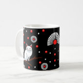 Japans Stijl Witte Kat Koffie Mok (Voorkant links)