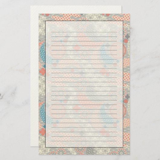 Japans stijlpatroon. Illustratie. Briefpapier (Voorkant / Achterkant)