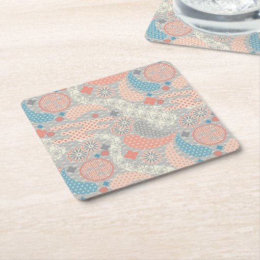 Japans stijlpatroon. Illustratie. Kartonnen Onderzetters (Schuin)