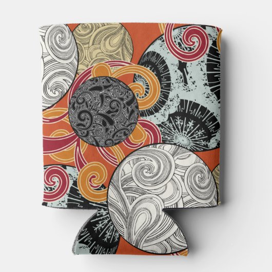 Japans stijlpatroon met ballen en wervelingen blikjeskoeler (Achterkant)