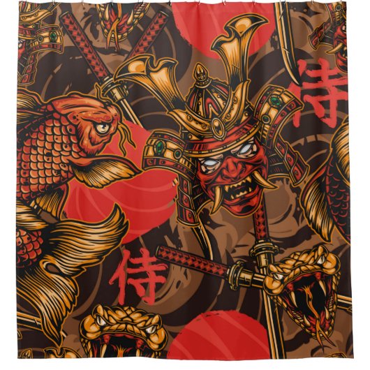 Japans stijlvol  naadloos patroon met een samur douchegordijn (Voorkant)