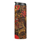 Japans stijlvol  naadloos patroon met een samur thermosbeker (Geroteerd rechts)