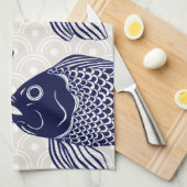 Japans stijlvolle viskoppen en -golven theedoek (Quarter Fold)