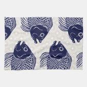 Japans stijlvolle viskoppen en -golven theedoek (Horizontaal)