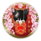 Japans Succes Kokeshi Doll Keramische Knop (Voorkant)