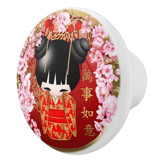 Japans Succes Kokeshi Doll Keramische Knop (Rechts)