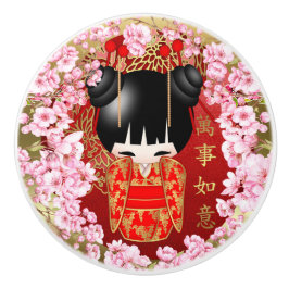 Japans Succes Kokeshi Doll Keramische Knop