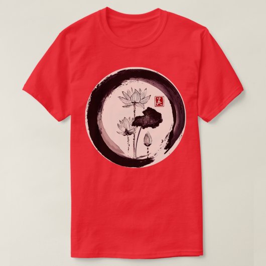 Japans Sumi E Rosie Water Lily T-shirt (Design voorkant)