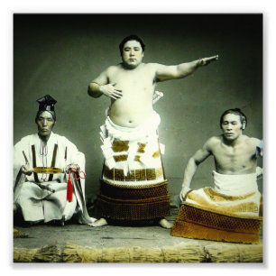  Japans Sumo Wrestlers Oud Japan Foto Afdruk