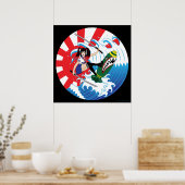 Japans surfer meisje poster (Keuken)