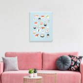 Japans Sushi Blauw Canvas Afdruk (Insitu (Woonkamer))