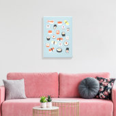 Japans Sushi Blue Canvas Afdruk (Insitu (Woonkamer))
